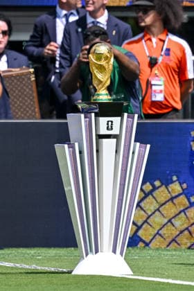 the Trophy, World Cup during the FIFA World Cup, WM, Weltmeisterschaft, Fussball 2026 Final match between Spain and Argentina at New York New Jersey Stadium on July 19, 2026 in East Rutherford, United States. (Photo by Harry Langer DeFodi Images) - *** The Trophy, World Cup, during the 2026 FIFA World Cup final match between Spain and Argentina at New York New Jersey Stadium on July 19, 2026, in East Rutherford, United States. Photo by Harry Langer, DeFodi Images