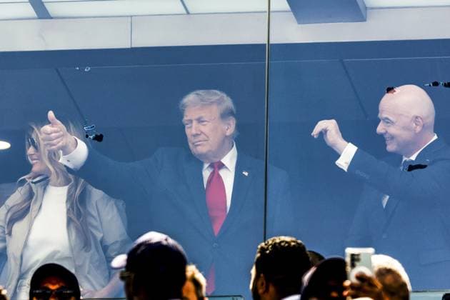 EAST RUTHERFORD, NEW JERSEY - (LR) United States President Donald Trump, FIFA President Gianni Infantino during the 2026 FIFA World Cup, WM, Weltmeisterschaft, Fussball final between Spain and Argentina at the New York New Jersey Stadium on July 19, 2026, in East Rutherford, New Jersey, United States. MAURICE VAN STEEN ANP World Cup Soccer 2026 xVIxANPxSportx xMauricexvanxSteenxIVx 563860133 originalFilename: 563860133.jpg