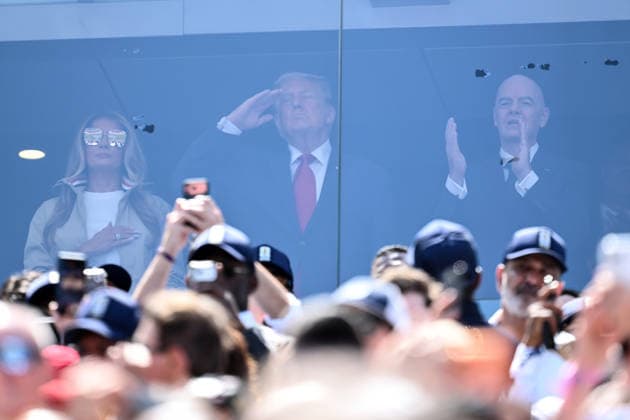 Mg New York (Stati Uniti) 19 07 2026 - Mondiali di Calcio 2026 Spagna-Argentina foto Matteo Gribaudi Image nella foto: Donald Trump-Melania Trump-Gianni Infantino 