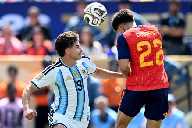 Mg New York (Stati Uniti) 19 07 2026 - Mondiali di Calcio 2026 Spagna-Argentina foto Matteo Gribaudi Image nella foto: Julian Alvarez-Pau Cubarsi 