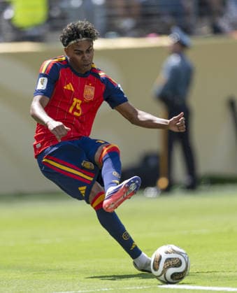 Spain v Argentina - FIFA World Cup, WM, Weltmeisterschaft, Fussball 2026 - Final EAST RUTHERFORD, NEW JERSEY - JULY 19: Lamine Yamal of Spain in action during the FIFA World Cup 2026 Final match between Spain and Argentina at New York New Jersey Stadium in East Rutherford, New Jersey, USA on July 19, 2026. Baldesca Samper Anadolu New Jersey United States. Editorial use only. Please get in touch for any other usage.  Copyright: x2026xAnadoluxBaldescaxSamperx
