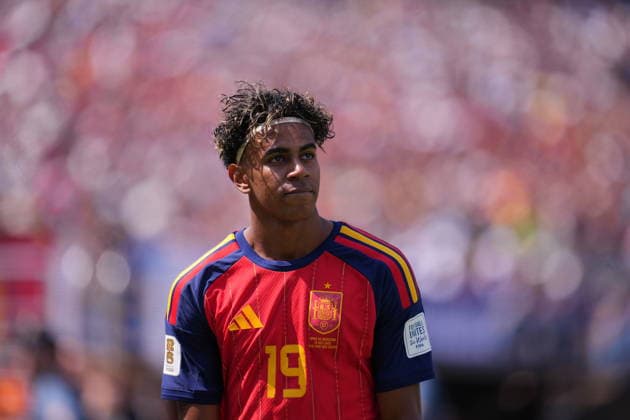 Spain v Argentina - FIFA World Cup, WM, Weltmeisterschaft, Fussball 2026 - Final EAST RUTHERFORD, NEW JERSEY - JULY 19: Lamine Yamal of Spain looks on during the FIFA World Cup 2026 Final match between Spain and Argentina at New York New Jersey Stadium in East Rutherford, New Jersey, USA on July 19, 2026. Jose Hernandez Anadolu New Jersey United States. Editorial use only. Please get in touch for any other usage.  Copyright: x2026xAnadoluxJosexHernandezx