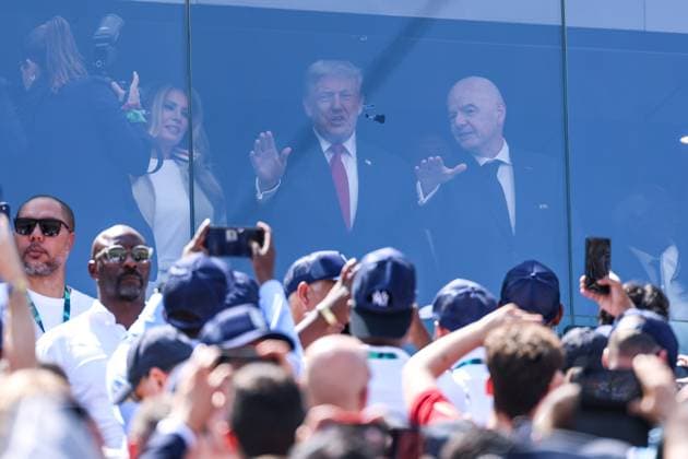 RECORD DATE NOT STATED FIFA World Cup, WM, Weltmeisterschaft, Fussball 2026 - Final - Spain v Argentina U.S. President Donald Trump and 2026 FIFA President Gianni Infantino during the FIFA World Cup final between Spain and Argentina at New York New Jersey Stadium, in East Rutherford, United States, on Sunday, July 19, 2026.(Foto: William Volcov Brazil Photo Press IMAGO) Sports East Rutherford NJ United States Copyright: xWILLIAMxVOLCOVx