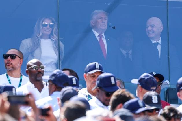 RECORD DATE NOT STATED FIFA World Cup, WM, Weltmeisterschaft, Fussball 2026 - Final - Spain v Argentina U.S. President Donald Trump, his wife Melania Trump and 2026 FIFA President Gianni Infantino during the FIFA World Cup final between Spain and Argentina at New York New Jersey Stadium, in East Rutherford, United States, on Sunday, July 19, 2026.(Foto: William Volcov Brazil Photo Press IMAGO) Sports East Rutherford NJ United States Copyright: xWILLIAMxVOLCOVx