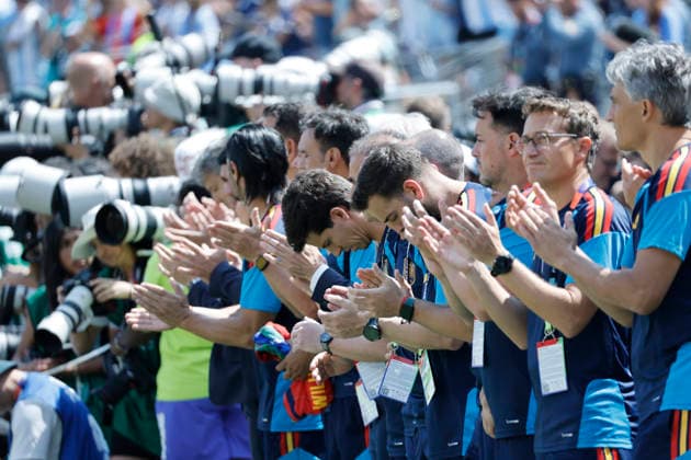 Members of Spain reacts during the FIFA World Cup, WM, Weltmeisterschaft, Fussball 2026 final match between Spain and Argentina at MetLife stadium in East Rutherford, NJ, USA, 19 July 2026. FIFA World Cup 2026 - Spain vs. Argentina !ACHTUNG: NUR REDAKTIONELLE NUTZUNG!  Copyright: xLAVANDEIRAxJRx GR7014 20260719-55020939494_1