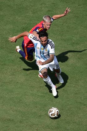 Nico Gonzalez of Argentina dribbles the ball during the FIFA World Cup, WM, Weltmeisterschaft, Fussball 2026 Final match between Spain and Argentina at Metlife Stadium, New Jersey, USA on 19 July 2026. Copyright: xPeterxDovganx 45290028