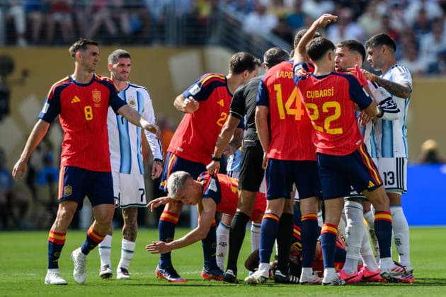 260719 Players of Spain and of Argentina during the FIFA World Cup, WM, Weltmeisterschaft, Fussball 2026 final football match between Spain and Argentina on July 19, 2026 in East Rutherford, New Jersey. Photo: Joel Marklund BILDBYRAN kod JM JM0829 bbeng fotboll football soccer fotball vm fotbolls-vm fotball-vm fotbolls-vm 2026 fifa world cup 2026 final *** July 19, 2026: Players from Spain and Argentina during the 2026 FIFA World Cup final soccer match between Spain and Argentina on July 19, 2026 in East Rutherford, New Jersey. Photo by Joel Marklund. BILDBYRAN code JM JM0829 bbeng soccer football soccer World Cup soccer World Cup 2026 FIFA World Cup 2026 final  Copyright: JOELxMARKLUND BB260719JM061