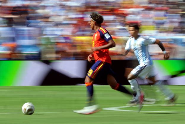 FIFA World Cup, WM, Weltmeisterschaft, Fussball 2026 final - Spain vs Argentina Lamine Yamal of Spain in action during the FIFA World Cup 2026 final match Spain against Argentina, in New Jersey, USA, 19 July 2026. EAST RUTHERFORD United States  Copyright: xCHRISTOPHERxNEUNDORFx