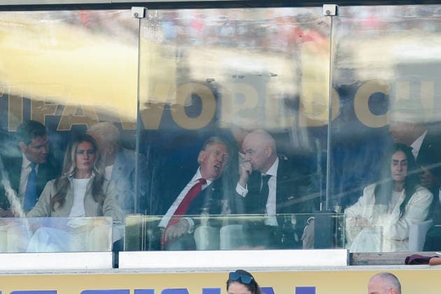 2026 FIFA World Cup, WM, Weltmeisterschaft, Fussball Final Spain v Argentina New York New Jersey Stadium 19.07.2026 President Donald Trump and Gianni Infantino 2026 FIFA World Cup Final Spain v Argentina New York New Jersey Stadium 19.07.2026 Photograph By Marc Aspland The Times  Copyright: xMarcxAsplandx NINTCHDBPICT001096410706