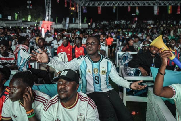 Supporters follow FIFA World Cup, WM, Weltmeisterschaft, Fussball 2026 final in Kenya NAIROBI, KENYA - JULY 19: Hundreds of football fans gather at an event venue to watch the FIFA World Cup 2026 final between Spain and Argentina on a giant screen in Nairobi, Kenya, on July 19, 2026. Gerald Anderson Anadolu Nairobi Kenya. Editorial use only. Please get in touch for any other usage.  Copyright: x2026xAnadoluxGeraldxAndersonx