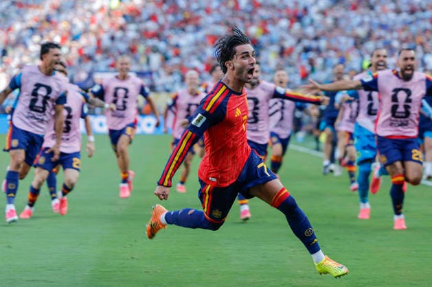 Sport Themen der Woche KW29 Sport Bilder des Tages Ferran Torres of Spain celebrates after scoring during the FIFA World Cup, WM, Weltmeisterschaft, Fussball 2026 final match between Spain and Argentina at MetLife stadium in East Rutherford, NJ, USA, 19 July 2026. FIFA World Cup 2026 - Spain vs. Argentina !ACHTUNG: NUR REDAKTIONELLE NUTZUNG!  Copyright: xLAVANDEIRAxJRx GR7111 20260719-55020940488_1