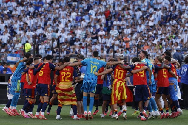 FIFA World Cup, WM, Weltmeisterschaft, Fussball 2026 final - Spain vs Argentina Players of Spain celebrate their victory in the FIFA World Cup 2026 final match Spain against Argentina, in New Jersey, USA, 19 July 2026. EAST RUTHERFORD United States  Copyright: xSHAWNxTHEWx