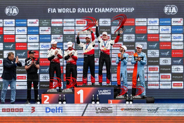 FIA WRC, Motorsport Rallye, WM Delfi Rally Estonia 2026 Drivers Oliver Solber and Sami Pajari and Adrien Fourmaux, along with co-drivers Elliott Edmondson, Marko Salminen and Alexandre Coria, participate in the third day of the FIA World Rally Championship Delfi Rally Estonia 2026 in Tartu, Estonia. Tartu Estonia  Copyright: xLucaxBarsalix originalFilename:barsali-wrcdelfi260719_npjzP.jpg