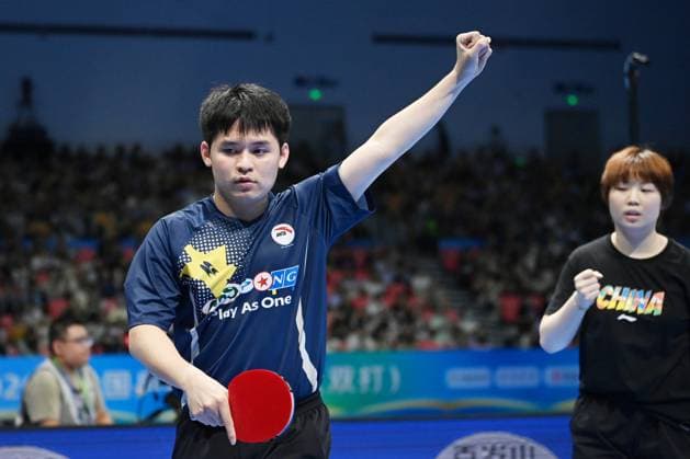 CHANGSHA, CHINA - JULY 19: Lin Shidong and Kuai Man react against Yuan Licen and Wang Yidi in the Mixed Doubles Final match on day 7 of 2026 China National Table tennis, Tischtennis Championships on July 19, 2026 in Changsha, Hunan Province of China.  Copyright: xChinaxNewsxServicex 111655251594