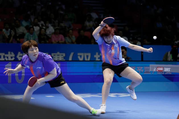 CHANGSHA, CHINA - JULY 19: Qin Yuxuan and Kuai Man compete against Wang Xiaonan and Li Yihui in the Women s Doubles Final match on day 7 of 2026 China National Table tennis, Tischtennis Championships on July 19, 2026 in Changsha, Hunan Province of China.  Copyright: xVCGx 111655238696