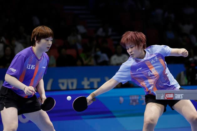CHANGSHA, CHINA - JULY 19: Qin Yuxuan and Kuai Man compete against Wang Xiaonan and Li Yihui in the Women s Doubles Final match on day 7 of 2026 China National Table tennis, Tischtennis Championships on July 19, 2026 in Changsha, Hunan Province of China.  Copyright: xVCGx 111655238650