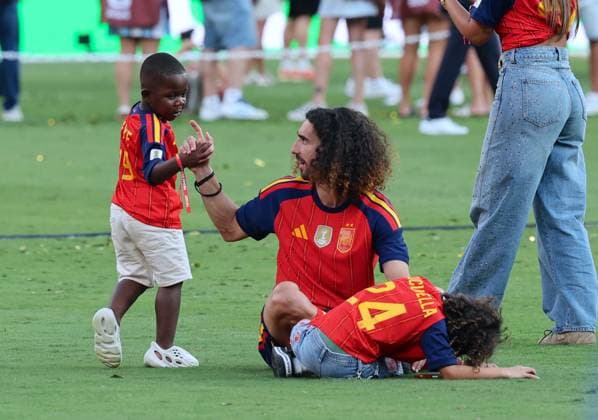 2026 World Cup - Spanish Players Celebrate Victory With Family Spanish player Marc Cucurella with family and Lamine Yamal s brother celebrate victory of Spain against Argentina during the FIFA World Cup, WM, Weltmeisterschaft, Fussball Final in New York New Jersey Stadium, NJ on July 19, 2026. Photo by Charles Guerin ABACAPRESS.COM East Rutherford NJ United States  Copyright: xGuerinxCharles ABACAx