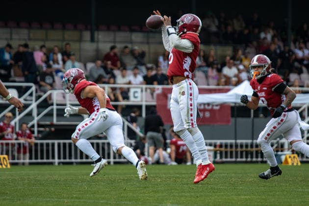 Jaylon Henderson 6, Prague Lions catching high snap, Prague Lions vs Munich Ravens, American Football, EUROPEAN FOOTBALL ALLIANCE (EFA), Week 10, 2026, 19.07.2026 Praha MÄ›stskÃ½ Stadion Czechia Copyright: xM51x