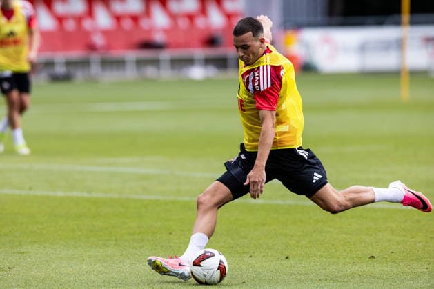 COLOGNE, GERMANY - JULY 20: Said El Mala (1. FC Koeln, 13) shoots the ball during a training session of season 2026 27 at Geissbockheim on July 20, 2026 in Cologne, Germany. North Rhine Westphalia Germany Copyright: xSteffiexWunderlx