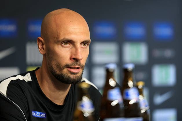 SOCCER - UEFA CL, Sturm vs Hearts GRAZ,AUSTRIA,20.JUL.26 - SOCCER - UEFA Champions League, qualification, SK Sturm Graz vs Heart of Midlothian FC, preview, press conference, PK, Pressekonferenz Sturm. Image shows Jon Gorenc-Stankovic (Sturm).  GEPAxpictures xMarioxBuehner-Weinrauch