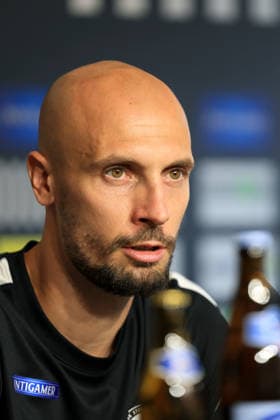 SOCCER - UEFA CL, Sturm vs Hearts GRAZ,AUSTRIA,20.JUL.26 - SOCCER - UEFA Champions League, qualification, SK Sturm Graz vs Heart of Midlothian FC, preview, press conference, PK, Pressekonferenz Sturm. Image shows Jon Gorenc-Stankovic (Sturm).  GEPAxpictures xMarioxBuehner-Weinrauch