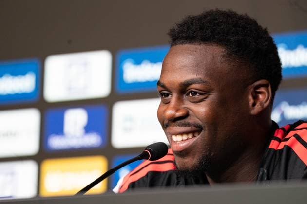 Frankfurt am Main, 20.07.2026 Pressekonferenz mit Neuzugang Noel Aseko v.l., Noel Aseko (Eintracht Frankfurt) (DFL DFB REGULATIONS PROHIBIT ANY USE OF PHOTOGRAPHS as IMAGE SEQUENCES and or QUASI-VIDEO) *** Frankfurt am Main, July 20, 2026 Press conference with new signing Noel Aseko (left), Noel Aseko, Eintracht Frankfurt. DFL and DFB regulations prohibit any use of photographs as image sequences and or quasi-video. Copyright: HMBxMedia JoaquimxFerreira