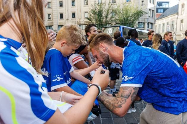 Gent s Siebe Van der Heyden pictured during the Buffalo Kick-Off of Belgian first league soccer team KAA Gent for the upcoming 2026-2027 soccer season, on Monday 20 July 2026, at the Gentse Feesten city festival, in Gent. KURTxDESPLENTER  x181591110x