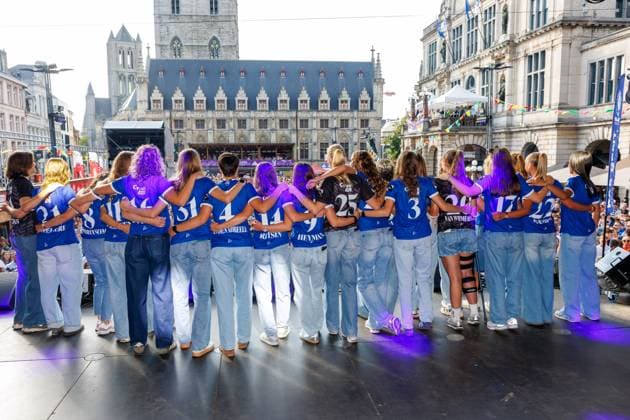 KAA Gent s Ladies pictured during the Buffalo Kick-Off of Belgian first league soccer team KAA Gent for the upcoming 2026-2027 soccer season, on Monday 20 July 2026, at the Gentse Feesten city festival, in Gent. KURTxDESPLENTER  x181591120x