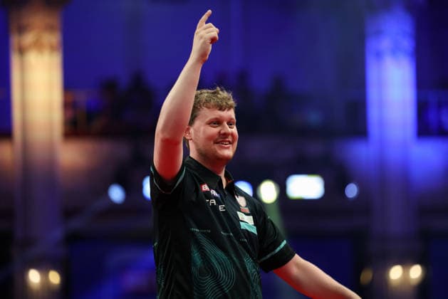 RECORD DATE NOT STATED 20th July 2026, Winter Gardens, Blackpool, Lancashire, England; 2026 Betfred World Matchplay Darts, Day Three; Kevin Doets during his walk on AidanxHunter