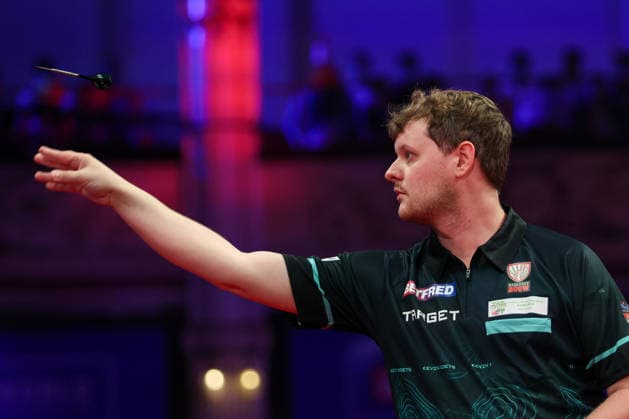 RECORD DATE NOT STATED 20th July 2026, Winter Gardens, Blackpool, Lancashire, England; 2026 Betfred World Matchplay Darts, Day Three; Kevin Doets in action at the oche during his game against Ross Smith AidanxHunter