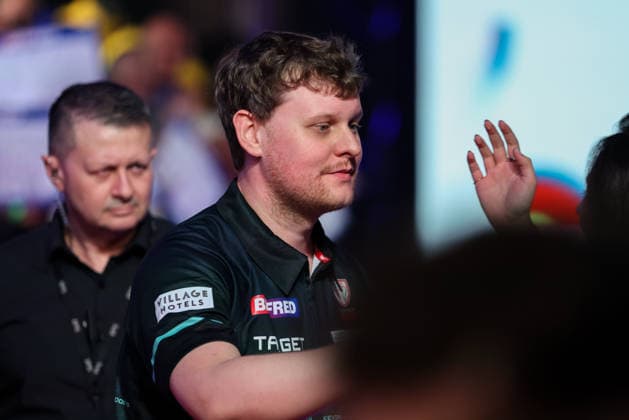 RECORD DATE NOT STATED 20th July 2026, Winter Gardens, Blackpool, Lancashire, England; 2026 Betfred World Matchplay Darts, Day Three; Kevin Doets during his walk on AidanxHunter