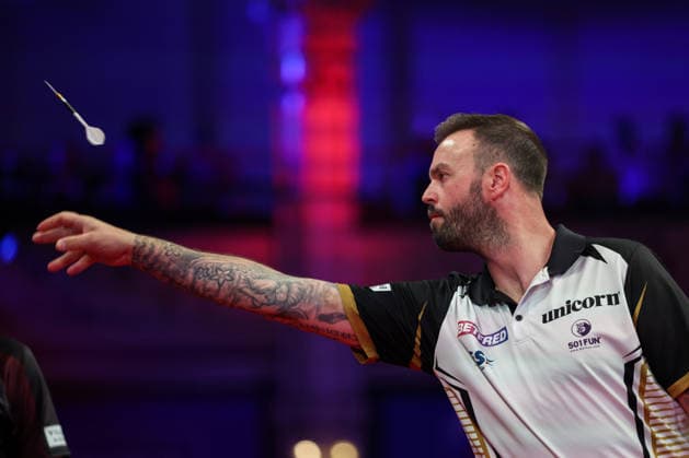 RECORD DATE NOT STATED 20th July 2026, Winter Gardens, Blackpool, Lancashire, England; 2026 Betfred World Matchplay Darts, Day Three; Ross Smith in action at the oche during his game against Kevin Doets AidanxHunter