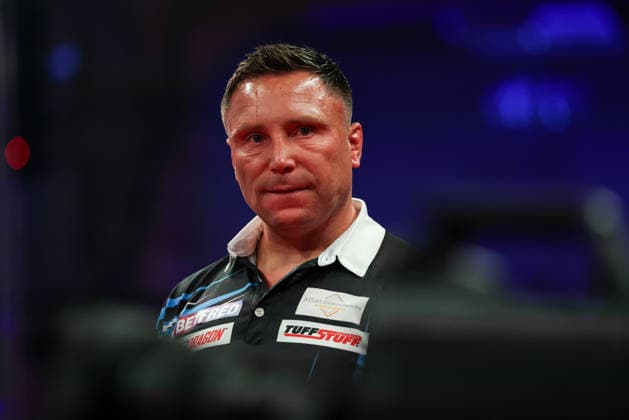 RECORD DATE NOT STATED 20th July 2026, Winter Gardens, Blackpool, Lancashire, England; 2026 Betfred World Matchplay Darts, Day Three; Gerwyn Price AidanxHunter