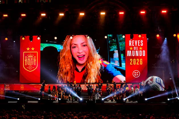 July 20, 2026, Madrid, Madrid, Spain: The singer Shakira dedicates a few words during celebration of Spain as Champions of the FIFA World Cup, WM, Weltmeisterschaft, Fussball 2026 at Cibeles Palace on July 20, 2026 in Madrid, Spain. Madrid Spain - ZUMAa181 20260720_zaa_a181_050 Copyright: xOscarxJ.xBarrosox