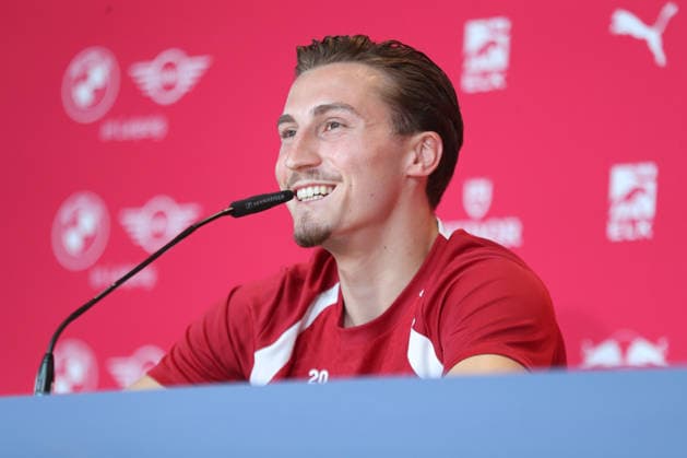 RB Leipzig: PK mit Neuzugang Rocco Reitz, 20.07.2026 Rocco Reitz (Neuzugang bei RB Leipzig). Fußball-Bundesliga, Saison 2026 2027: Pressekonferenz zur Präsentation eines neuen Spielers am 20.07.2026 im BMW-Autohaus, Zwickauer Straße. *** RB Leipzig Press Conference with New Signing Rocco Reitz, July 20, 2026: Rocco Reitz joins RB Leipzig; Bundesliga, 2026–2027 season; press conference to introduce a new player on July 20, 2026, at the BMW dealership on Zwickauer Straße Copyright: xBEAUTIFULxSPORTS JanxKaeferx