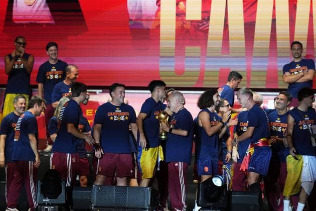 during celebration Spanish team victory in World Cup USA and Mexico 2026 in Madrid on Modany, 20 July 2026. Cordon Press 