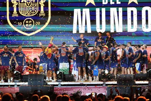 during celebration Spanish team victory in World Cup USA and Mexico 2026 in Madrid on Modany, 20 July 2026. Cordon Press 