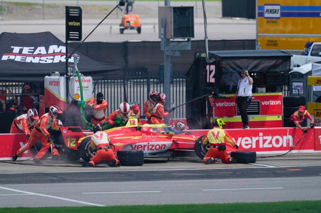 July 20, 2026, Lebanon, Tennessee, USA: Pit stop for the 12 of David Malukas, Team Penske Chevrolet at the IndyCar, Indy Car, IRL, USA race at Nashville Super Speedway. Lebanon USA - ZUMAd212 20260720_zsp_d212_006 Copyright: xRichardxDolex