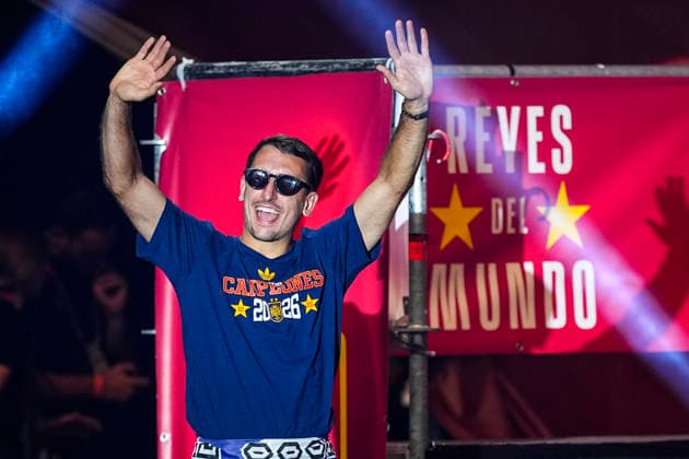 July 21, 2026, Madrid, Madrid, Spain: Mikel Oyarzabal celebrates on stage during celebration of Spain as Champions of the FIFA World Cup, WM, Weltmeisterschaft, Fussball 2026 at Cibeles Palace on July 20, 2026 in Madrid, Spain. Madrid Spain - ZUMAa181 20260721_zaa_a181_037 Copyright: xOscarxJ.xBarrosox