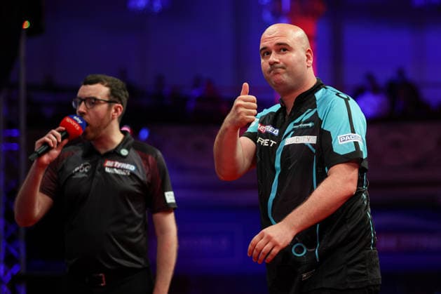 RECORD DATE NOT STATED 20th July 2026, Winter Gardens, Blackpool, Lancashire, England; 2026 Betfred World Matchplay Darts, Day Three; Rob Cross reacts during his game against Danny Noppert AidanxHunter