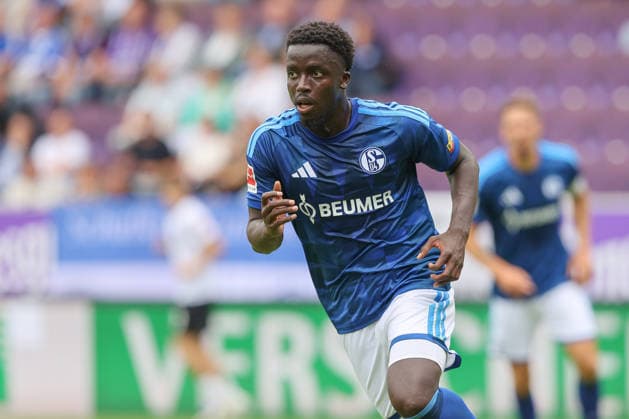 July 19, 2026, xtgx, soccer friendly match, FC Erzgebirge Aue vs. FC Schalke 04 emspor, from left: Christian Gomis (Schalke), 7 DFL DFB REGULATIONS PROHIBIT ANY USE OF PHOTOGRAPHS as IMAGE SEQUENCES and or QUASI-VIDEO Aue