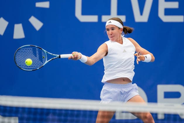 Nikola Bartunkova of Czech Republic in action during the women s WTA, Tennis Damen 250 Livesport Prague Open 2026 tennis tournament match against Yuan Yue of China in Prague, Czech Republic, on July 21 2026. (CTKxPhoto OndrejxDeml) CTKPhotoP2026072102856  CTKPhotoP2026072102856