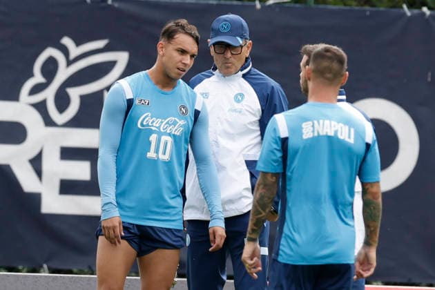 SSC Napoli preseason 2026-27 Napoli s Brazilian forward Giovane Santana do Nascimento during fifth day SSC Napoli s 2026-27 preseason training camp in val di sole in Trentino, Dimaro Folgarida July, 21 2026. _BPH6789 Copyright: xAntonioxBalascox