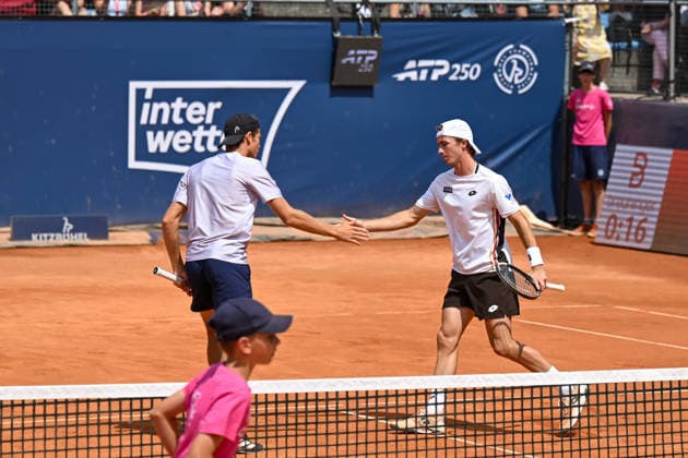 TENNIS - ATP, Tennis Herren Generali Open 2026 KITZBUEHEL,AUSTRIA,21.JUL.26 - TENNIS - ATP World Tour, Generali Open. Image shows Lukas Neumayer and Joel Schwaerzler (AUT).  GEPAxpictures xDanielxSchoenherr
