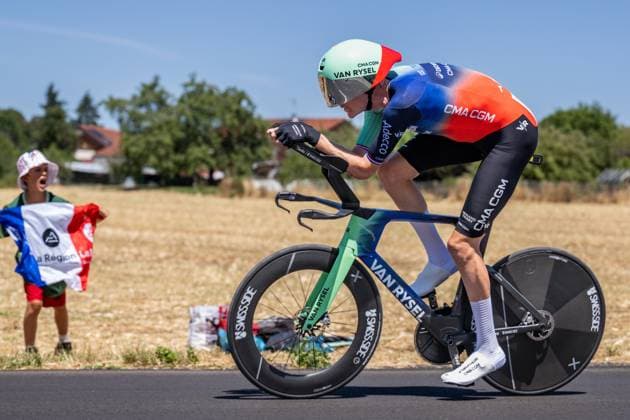 Dutch Daan Hoole of Decathlon CMA CGM Team pictured in action during the stage 16 of the 2026 Tour de France cycling race, an individual Time Trial stage of 26km from Evian-les-Bains to Thonon-les-Bains, on Tuesday 21 July 2026. The 113th edition of the Tour de France starts on Saturday 4 July in Barcelona, Spain, and will finish in Paris, France on the 26th of July. DAVIDxPINTENS  x181661197x