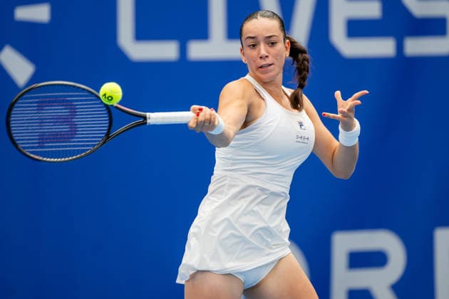 Tereza Valentova of Czech Republic in action during the women s WTA, Tennis Damen 250 Livesport Prague Open 2026 tennis tournament match against Priscilla Hon of Australia in Prague, Czech Republic, on July 21 2026. (CTKxPhoto OndrejxDeml) CTKPhotoP2026072104095  CTKPhotoP2026072104095