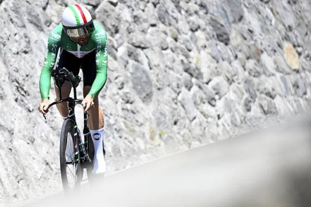 Italian Filippo Ganna of Netcompany-INEOS pictured during the stage 16 of the 2026 Tour de France cycling race, an individual Time Trial stage of 26km from Evian-les-Bains to Thonon-les-Bains, on Tuesday 21 July 2026. The 113th edition of the Tour de France starts on Saturday 4 July in Barcelona, Spain, and will finish in Paris, France on the 26th of July. JASPERxJACOBS  x181666599x