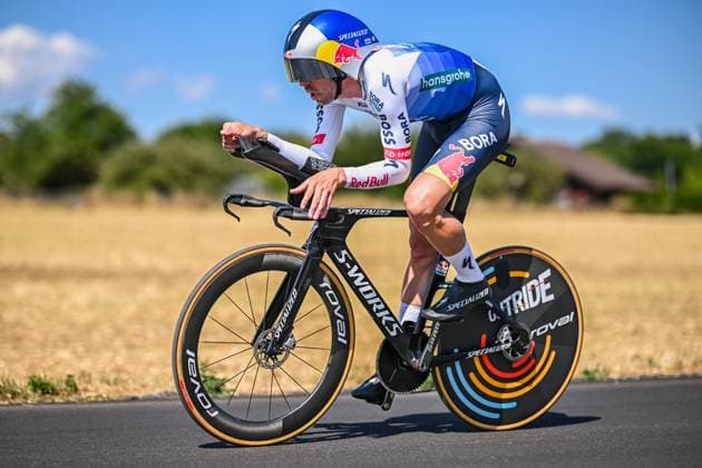 Italian Mattia Cattaneo of Red Bull-BORA-hansgrohe pictured in action during the stage 16 of the 2026 Tour de France cycling race, an individual Time Trial stage of 26km from Evian-les-Bains to Thonon-les-Bains, on Tuesday 21 July 2026. The 113th edition of the Tour de France starts on Saturday 4 July in Barcelona, Spain, and will finish in Paris, France on the 26th of July. DAVIDxPINTENS  x181677313x