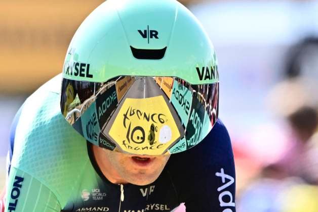 Tour de France 2026 Stage 16 THONON-LES-BAINS, FRANCE - JULY 21 : Benoot Tiesj (BEL) of Decathlon CMA CGM Team during stage 16 of the 113rd edition of Tour de France an UCI World Tour 2.UWT Individual Time Trial stage for Men Elite of 26 km with start in Evian-les-Bains and finish in Thonon-les-Bains on July 21, 2026 in Thonon-les-Bains, France, 21 07 2026 Thonon-les-Bains France  Copyright: xPeterxDexVoechtx