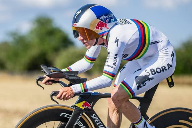Belgian Remco Evenepoel of Red Bull-BORA-hansgrohe pictured in action during the stage 16 of the 2026 Tour de France cycling race, an individual Time Trial stage of 26km from Evian-les-Bains to Thonon-les-Bains, on Tuesday 21 July 2026. The 113th edition of the Tour de France starts on Saturday 4 July in Barcelona, Spain, and will finish in Paris, France on the 26th of July. DAVIDxPINTENS  x181681282x